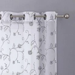 Kate Aurora 2 Piece Scroll Floral Embroidered Sheer Voile Grommet Top Window Curtains -Kate Aurora GUEST e65c3a5b bcae 47b2 9d00 be711df18ca3