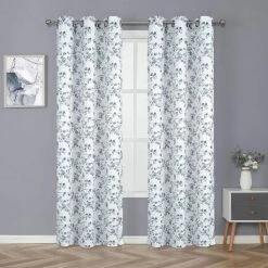Kate Aurora Living Cherry Blossom Designed Grommet Top Window Curtains - 84 In. Long -Kate Aurora GUEST e6f69ca5 fa62 4848 9211 6d969b2ec41d