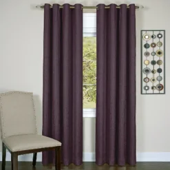 Kate Aurora Vesper Room Darkening Grommet Top Crinkled Satin Lined Single Window Curtain Panel