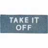 Kate Aurora Dorm Basics "Take It Off" Blue Typography Soft Tufted Oversized Bath Rug Runner - 2'x5'