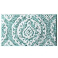 Kate Aurora 100% Premium Cotton Damask Designed Non Slip Bath Rug - 20 In. W X 32 In. L -Kate Aurora GUEST e96186e0 816e 42da 8d7d 56506b9de9b9