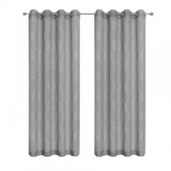 Kate Aurora 2 Piece Clarabelle Embroidered Lattice Matte Sheer Grommet Top Curtain Panels - 84 In. Long -Kate Aurora GUEST e985f122 905d 4965 9136 387a91a021ab