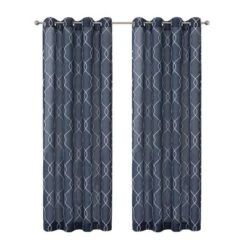 Kate Aurora 2 Piece Clarabelle Embroidered Lattice Matte Sheer Grommet Top Curtain Panels - 84 In. Long -Kate Aurora GUEST ed13615f 257c 4bec a79e 2ad1554ac6c9