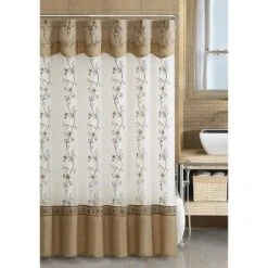 Kate Aurora Royal Living Daphne Embroidered Sheer & Taffeta Fabric Shower Curtain