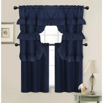 Kate Aurora Country Farmhouse Living Solid Colored Cafe Kitchen Curtain Tier & Swag Valance Set 3 Kate Aurora Country Farmhouse Living Solid Colored Cafe Kitchen Curtain Tier & Swag Valance Set - Image 3