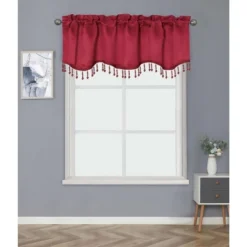 Kate Aurora Luxurious Solid Colored Scalloped Rod Pocket Window Valance With Crystal Beaded Trim -Kate Aurora GUEST f22e1b64 b222 41da 84d4 ef1e67c22d6a