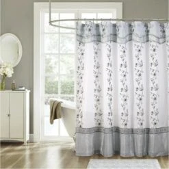 Kate Aurora Royal Living Embroidered Floral Sheer On Taffeta Layered Fabric Shower Curtain -Kate Aurora GUEST f2cdcce3 4e27 4394 93f0 2fccc6c59acd