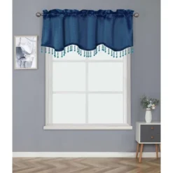 Kate Aurora Luxurious Solid Colored Scalloped Rod Pocket Window Valance With Crystal Beaded Trim -Kate Aurora GUEST f43e5d54 ec18 47f1 bb5e a27213a7539d