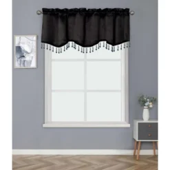 Kate Aurora Luxurious Solid Colored Scalloped Rod Pocket Window Valance With Crystal Beaded Trim -Kate Aurora GUEST f4ddf9cf 6225 45a9 b4ad df85eb72e04f