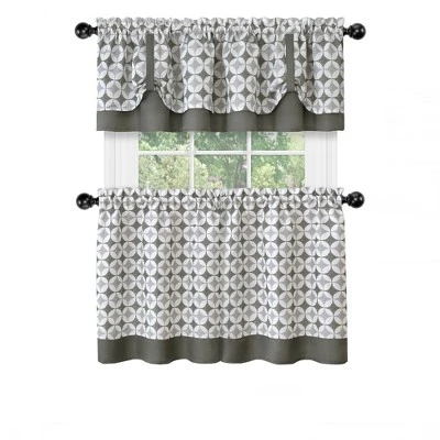 Kate Aurora Modern Geo 3 Pc Kitchen Curtain Tier & Valance Set 1 Kate Aurora Modern Geo 3 Pc Kitchen Curtain Tier & Valance Set