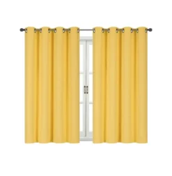 Kate Aurora 100% Hotel Thermal Blackout Yellow Grommet Top Curtain Panels