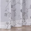 Kate Aurora 2 Piece Scroll Floral Embroidered Sheer Voile Grommet Top Window Curtains
