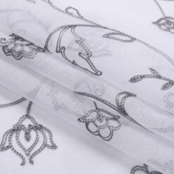 Kate Aurora 2 Piece Scroll Floral Embroidered Sheer Voile Grommet Top Window Curtains -Kate Aurora GUEST ffc83abb e62f 4ade a30d aab7935bae63